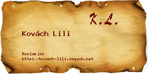 Kovách Lili névjegykártya