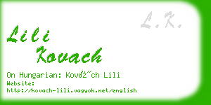 lili kovach business card